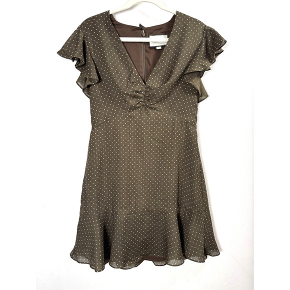 Alexis Brown Polka Dot Dress Retail $395 Old Money Preppy Luxury Designer Twee L